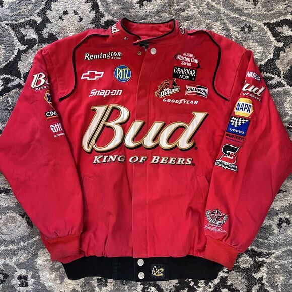 Vintage NASCAR Dale Earnhardt Jr Bud King Of Beers Chase Authentics Jacket M - Picture 2 of 9